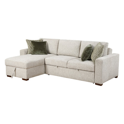 Isla 2-Piece Sectional with Reversible Chaise, Pull-out Bed and Hidden Storage, Click Motion Back