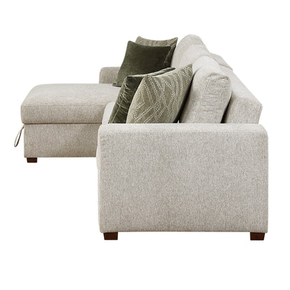 Isla 2-Piece Sectional with Reversible Chaise, Pull-out Bed and Hidden Storage, Click Motion Back