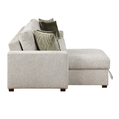 Isla 2-Piece Sectional with Reversible Chaise, Pull-out Bed and Hidden Storage, Click Motion Back