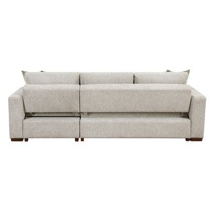 Isla 2-Piece Sectional with Reversible Chaise, Pull-out Bed and Hidden Storage, Click Motion Back