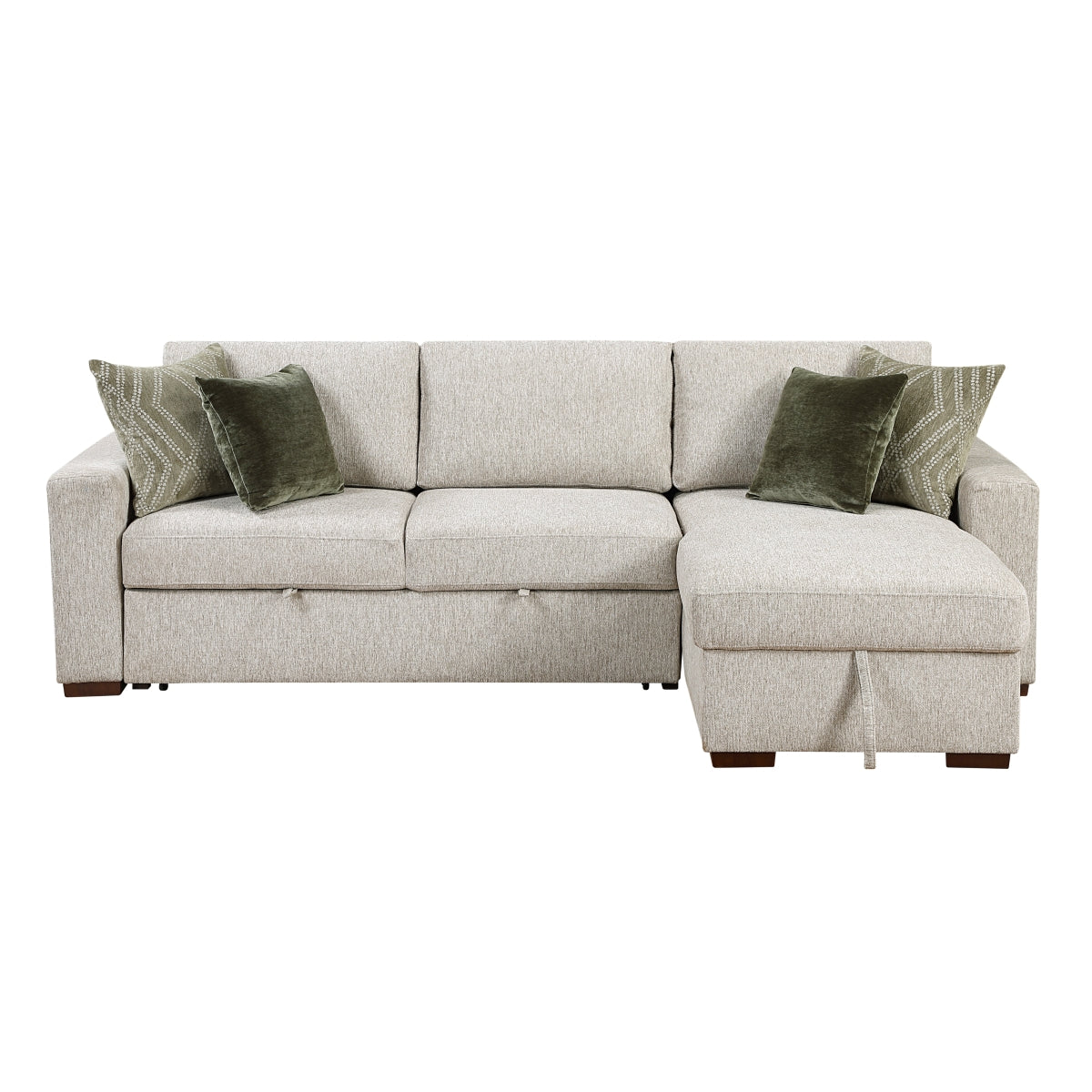 Isla 2-Piece Sectional with Reversible Chaise, Pull-out Bed and Hidden Storage, Click Motion Back