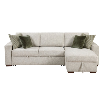 Isla 2-Piece Sectional with Reversible Chaise, Pull-out Bed and Hidden Storage, Click Motion Back