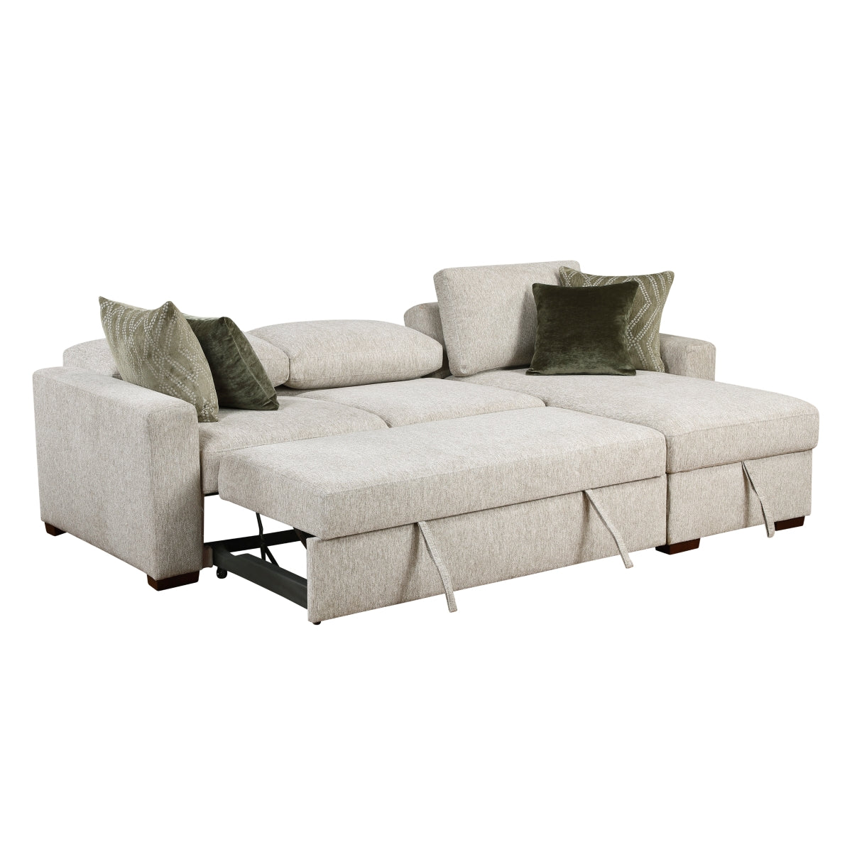 Isla 2-Piece Sectional with Reversible Chaise, Pull-out Bed and Hidden Storage, Click Motion Back