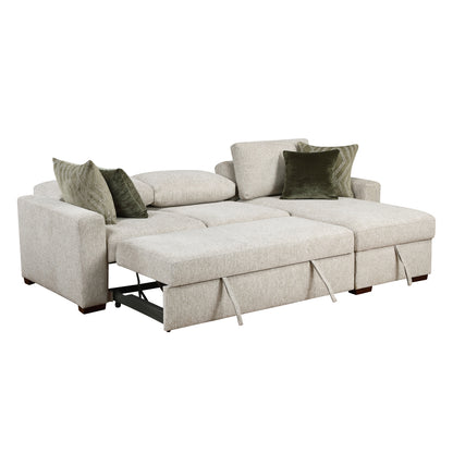 Isla 2-Piece Sectional with Reversible Chaise, Pull-out Bed and Hidden Storage, Click Motion Back