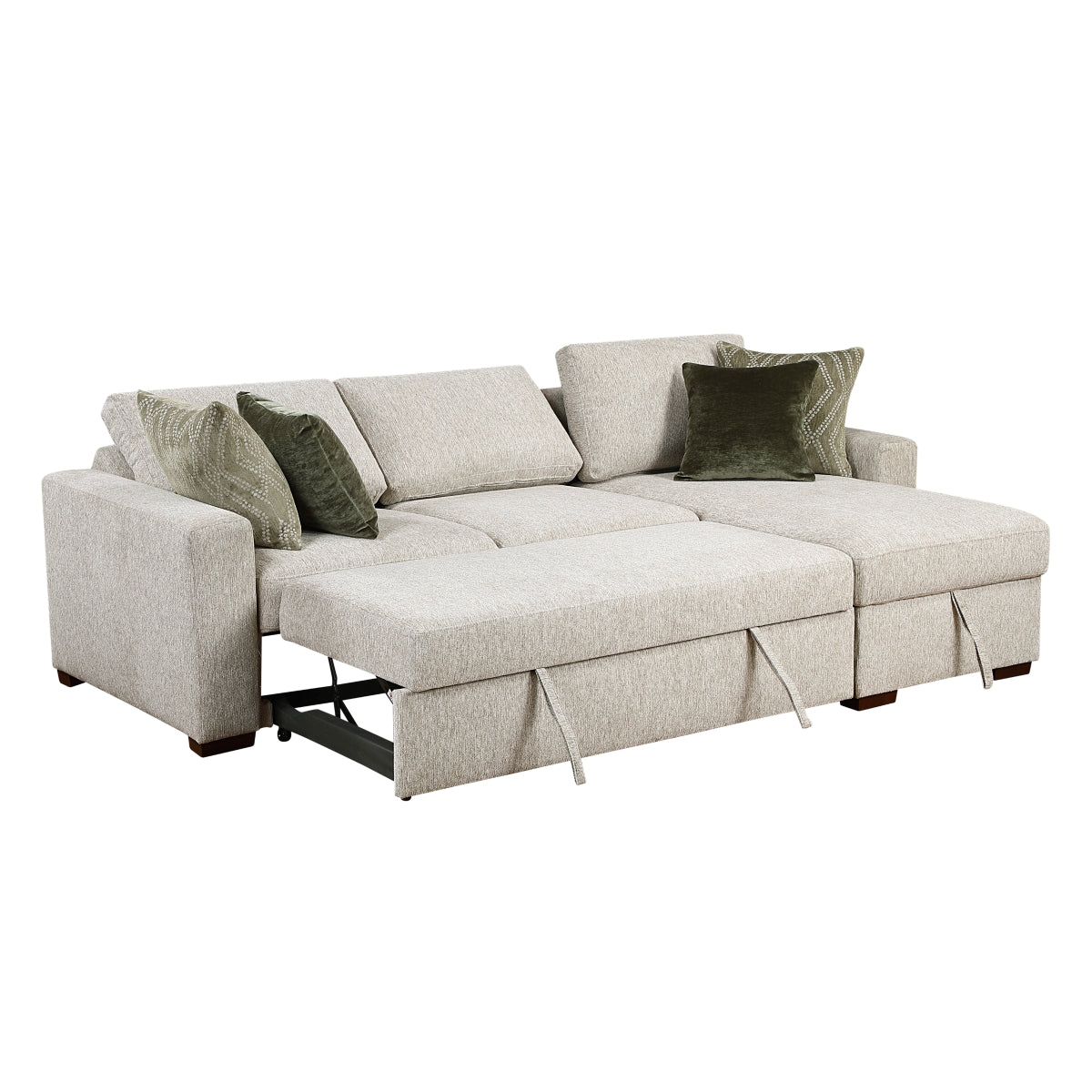 Isla 2-Piece Sectional with Reversible Chaise, Pull-out Bed and Hidden Storage, Click Motion Back