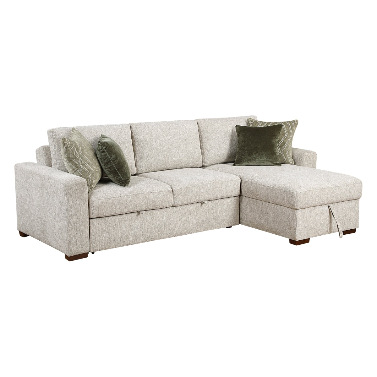 Isla 2-Piece Sectional with Reversible Chaise, Pull-out Bed and Hidden Storage, Click Motion Back