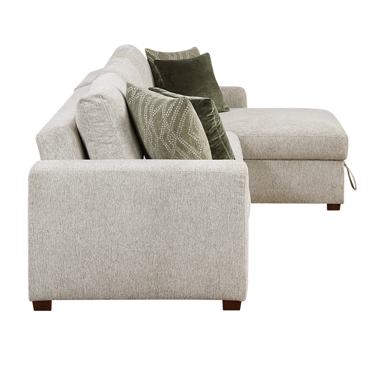 Isla 2-Piece Sectional with Reversible Chaise, Pull-out Bed and Hidden Storage, Click Motion Back