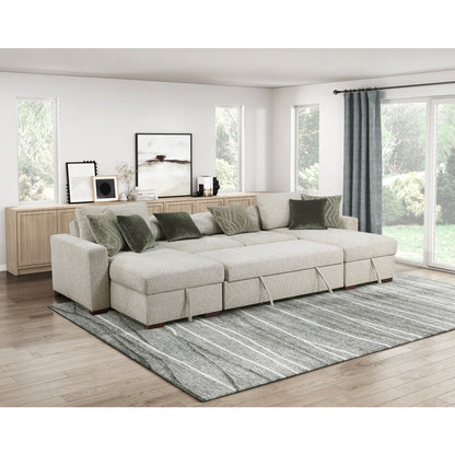 Isla 3-Piece Sectional with Reversible Chaises, Pull-out Bed and Hidden Storage, Click Motion Back
