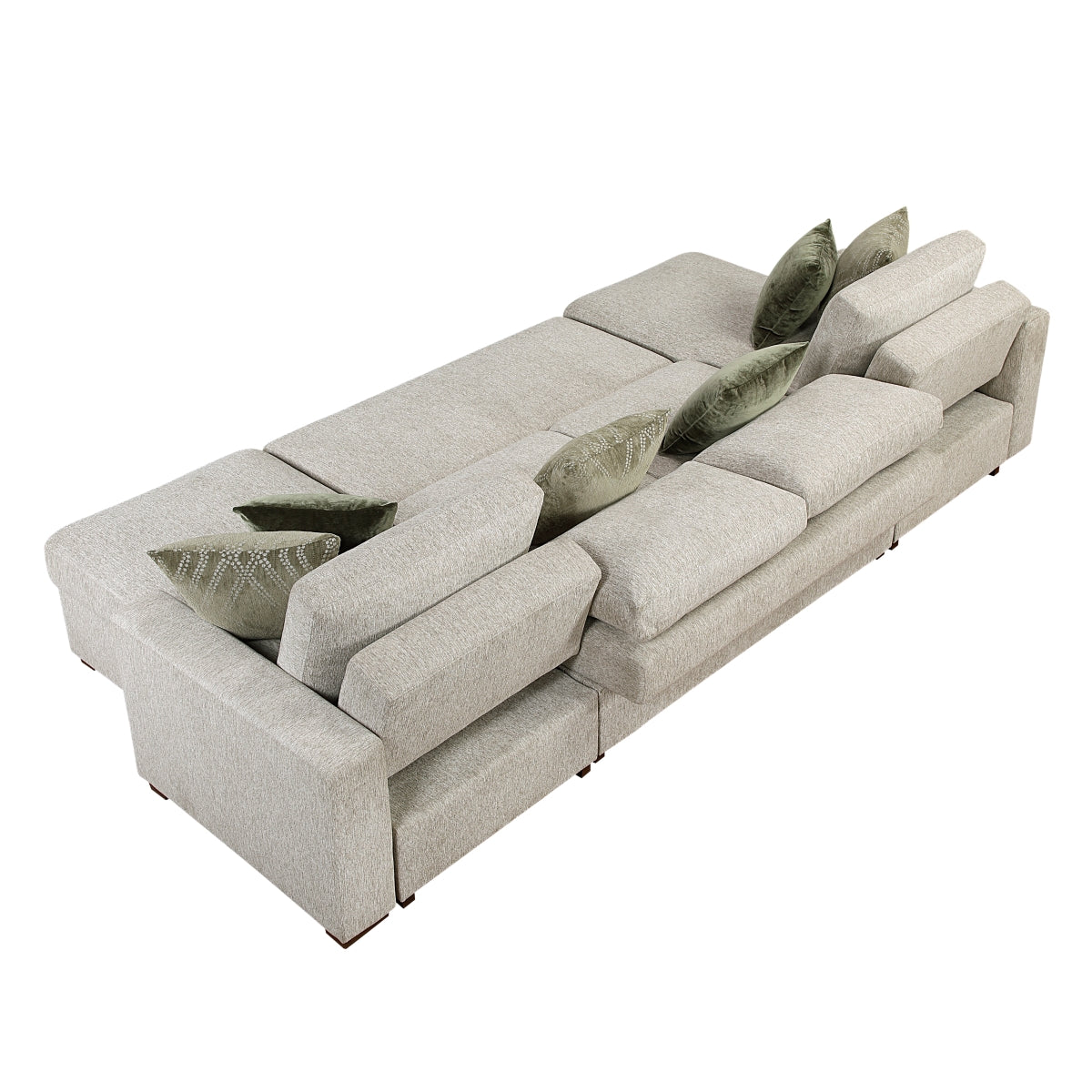 Isla 3-Piece Sectional with Reversible Chaises, Pull-out Bed and Hidden Storage, Click Motion Back