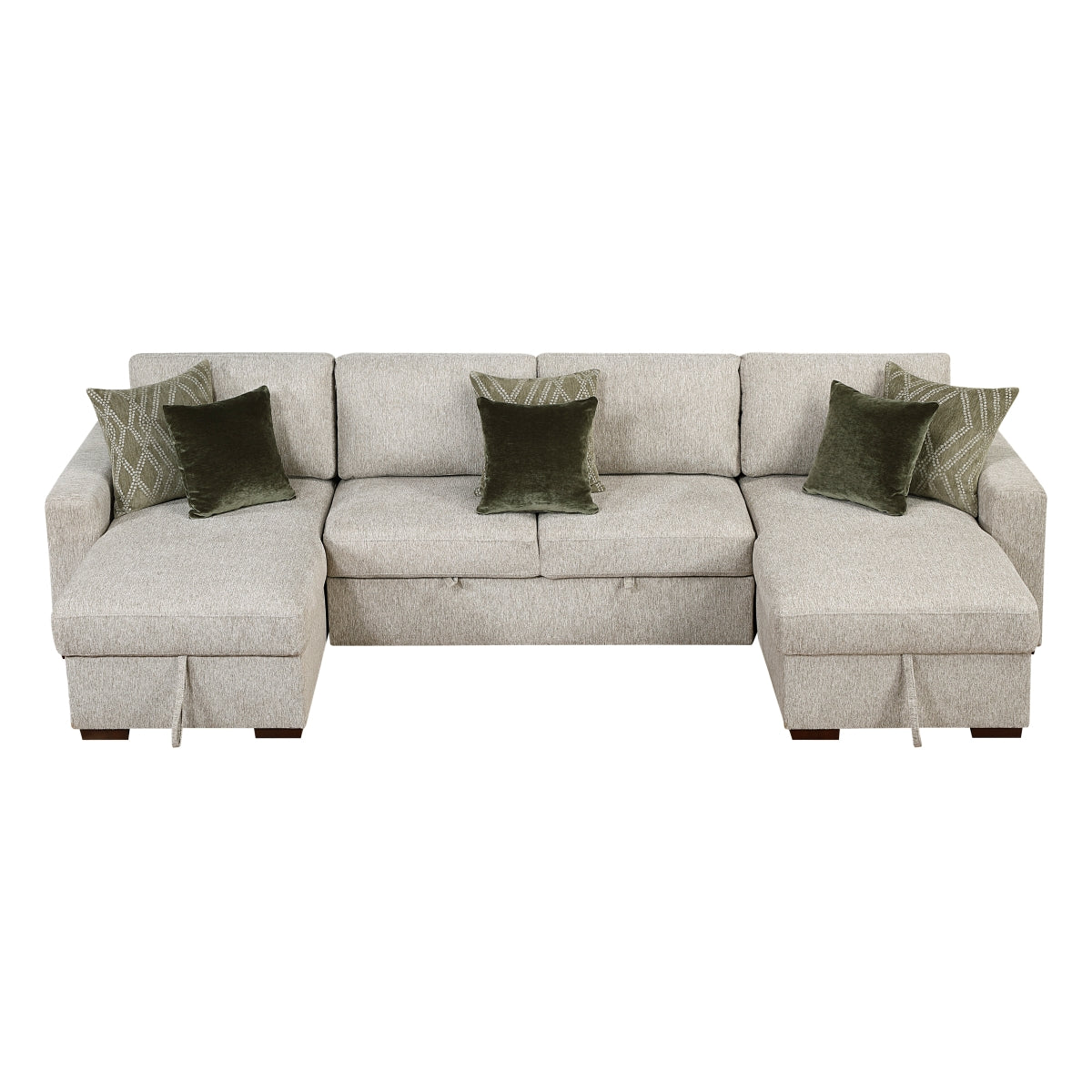 Isla 3-Piece Sectional with Reversible Chaises, Pull-out Bed and Hidden Storage, Click Motion Back