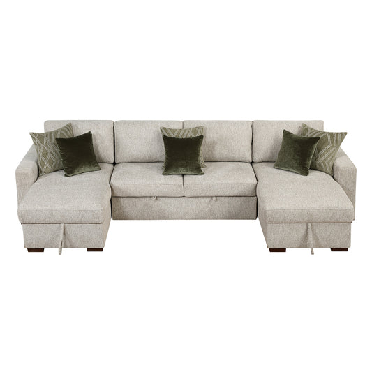 Isla 3-Piece Sectional with Reversible Chaises, Pull-out Bed and Hidden Storage, Click Motion Back