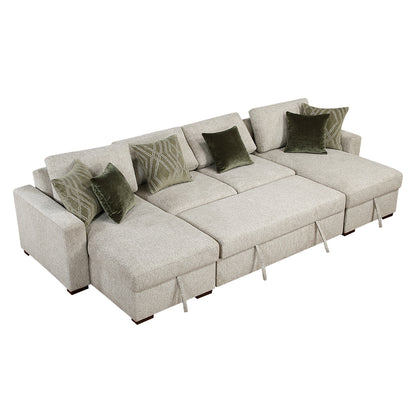 Isla 3-Piece Sectional with Reversible Chaises, Pull-out Bed and Hidden Storage, Click Motion Back