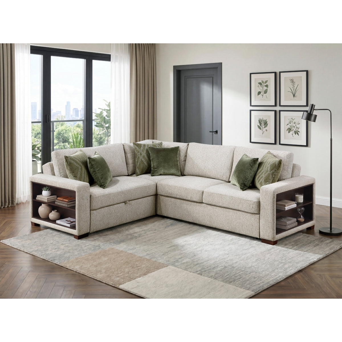 Isla 3-Piece Sectional with Pull-out Bed and Click Motion Back