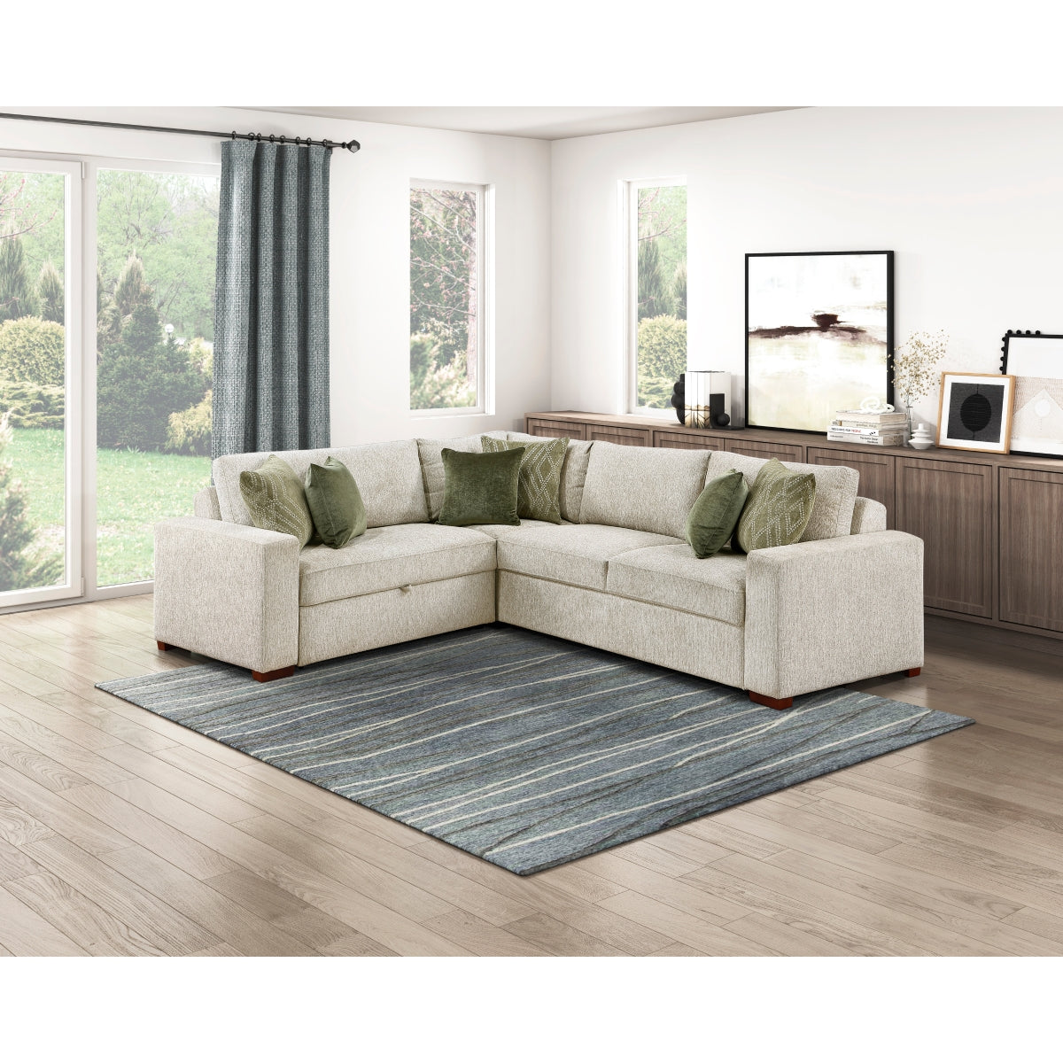 Isla 3-Piece Sectional with Pull-out Bed and Click Motion Back