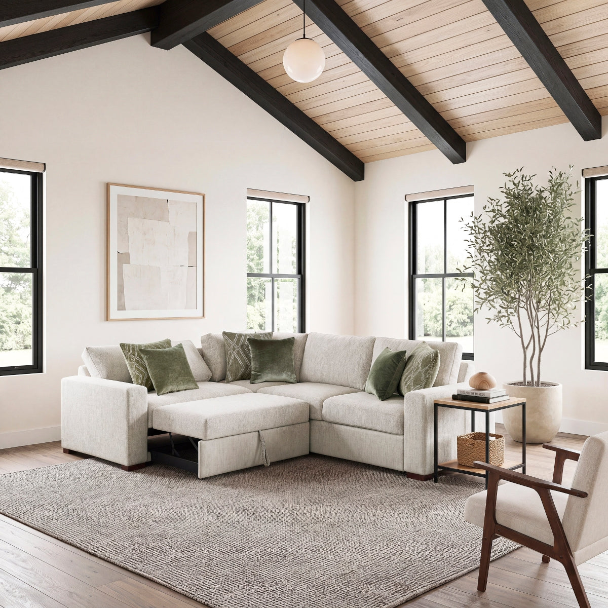 Isla 3-Piece Sectional with Pull-out Bed and Click Motion Back