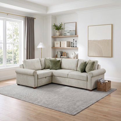 Isla 3-Piece Sectional with Pull-out Bed and Click Motion Back