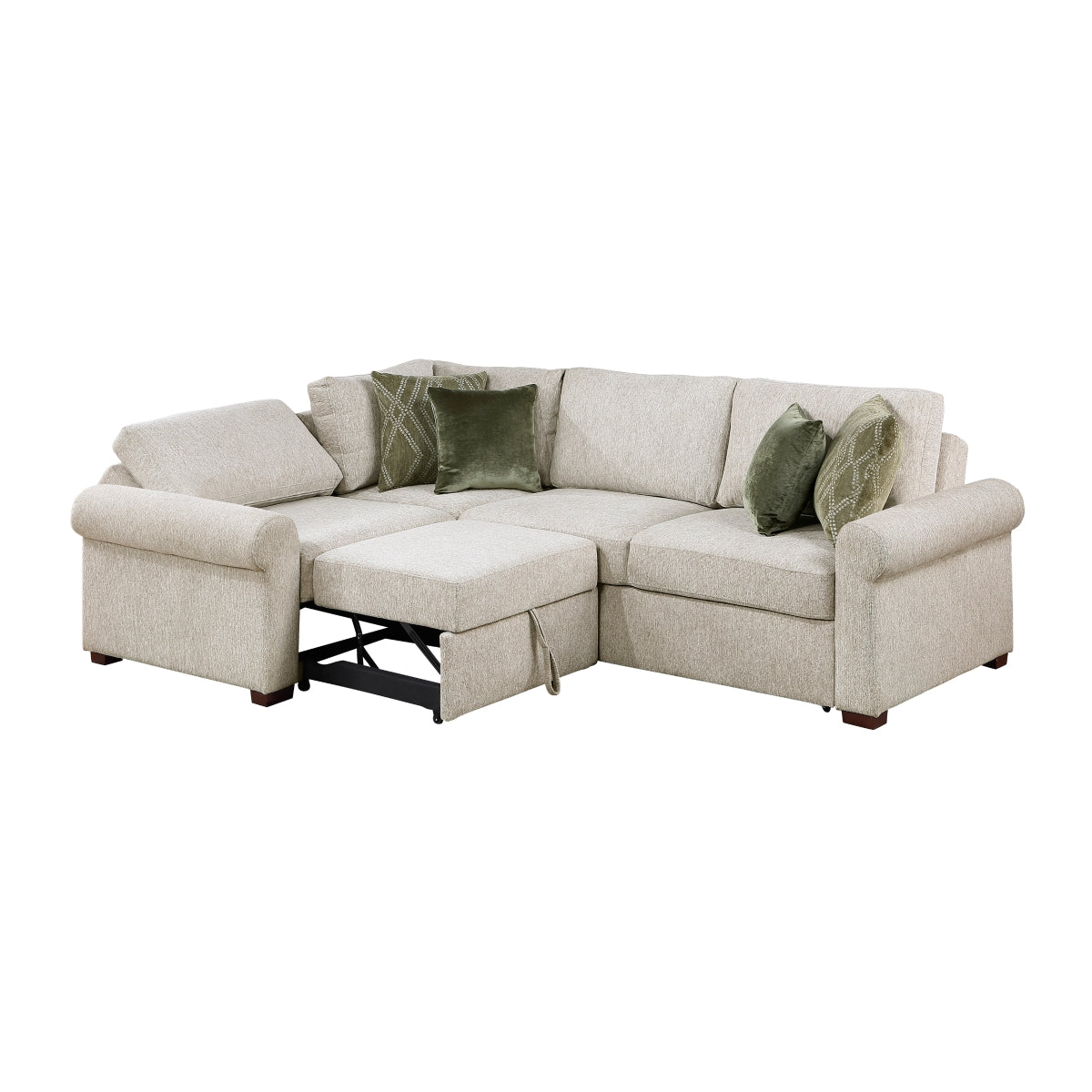 Isla 3-Piece Sectional with Pull-out Bed and Click Motion Back