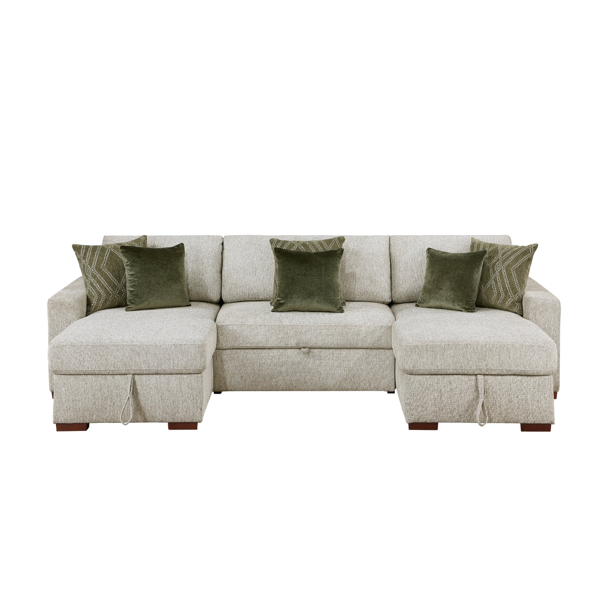 Isla 3-Piece Sectional with Two Reversible Chaises, Pull-out Bed, Hidden Storage, Click Motion Back and Two Track Arms