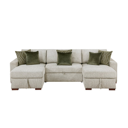 Isla 3-Piece Sectional with Two Reversible Chaises, Pull-out Bed, Hidden Storage, Click Motion Back and Two Track Arms