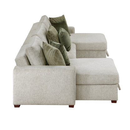 Isla 3-Piece Sectional with Two Reversible Chaises, Pull-out Bed, Hidden Storage, Click Motion Back and Two Track Arms