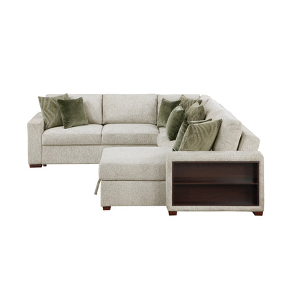 Isla 4-Piece Sectional with Reversible Chaise, Pull-out Bed, Hidden Storage and Click Motion Back