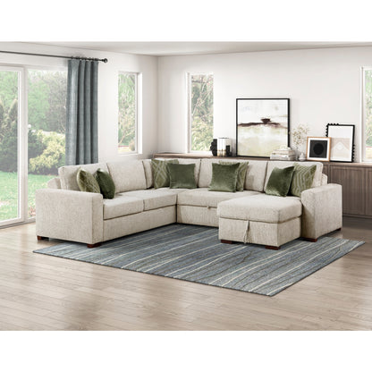 Isla 4-Piece Sectional with Reversible Chaise, Pull-out Bed, Hidden Storage and Click Motion Back