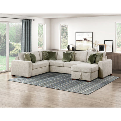 Isla 4-Piece Sectional with Reversible Chaise, Pull-out Bed, Hidden Storage and Click Motion Back