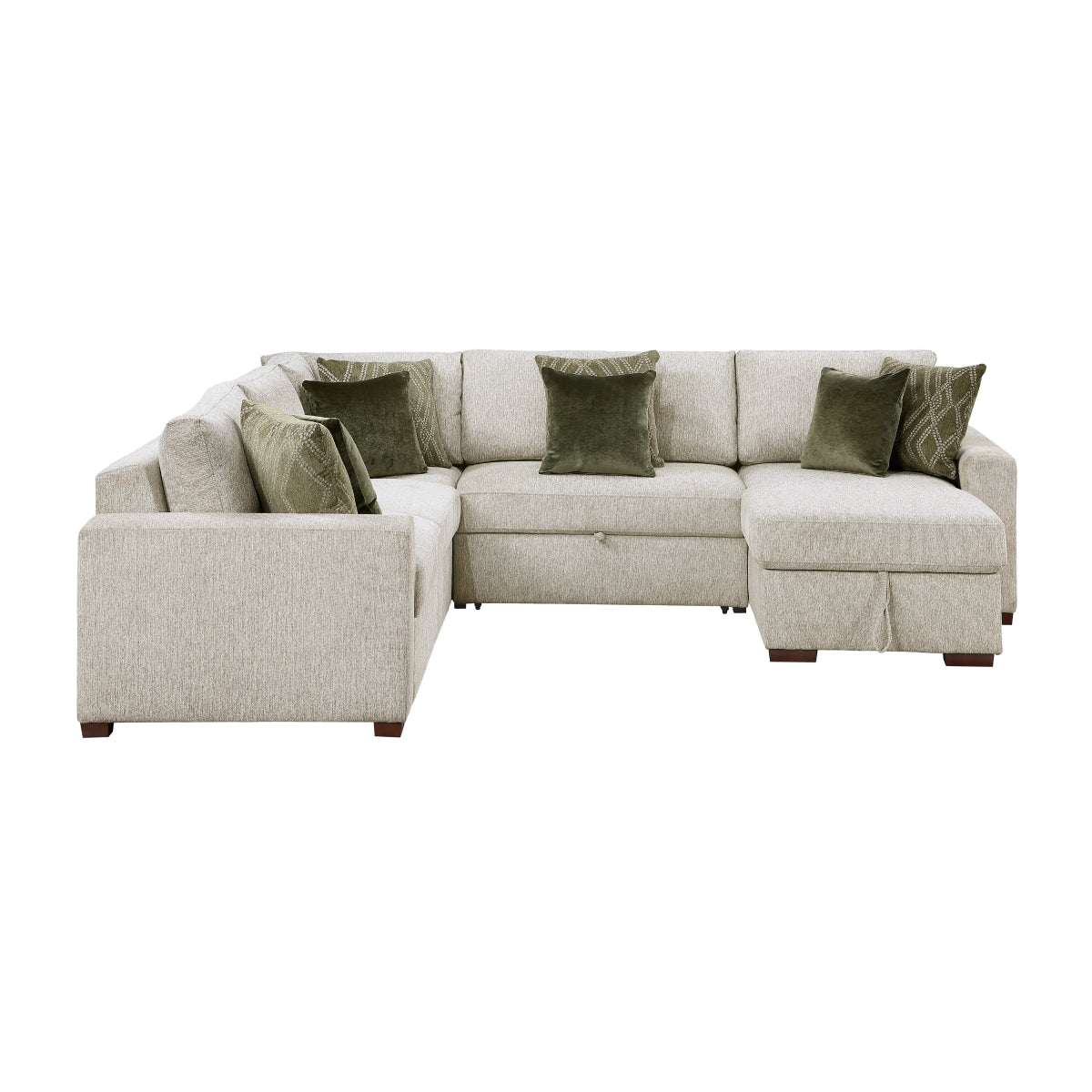 Isla 4-Piece Sectional with Reversible Chaise, Pull-out Bed, Hidden Storage and Click Motion Back