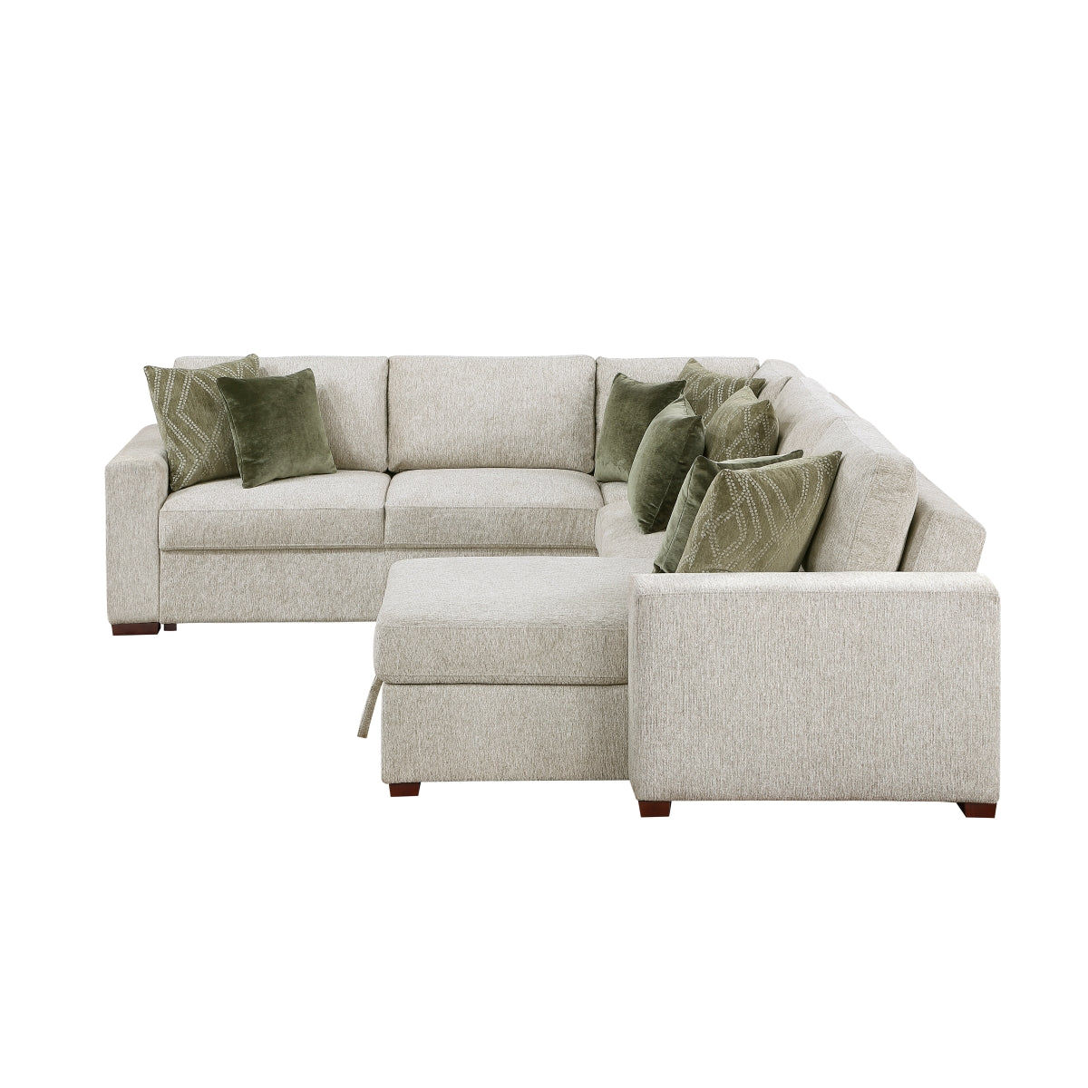 Isla 4-Piece Sectional with Reversible Chaise, Pull-out Bed, Hidden Storage and Click Motion Back