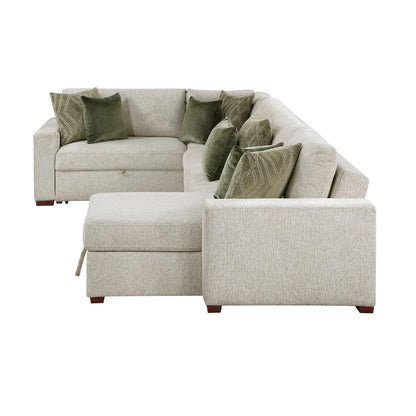 Isla 4-Piece Sectional with Reversible Chaise, Pull-out Bed, Hidden Storage and Click Motion Back