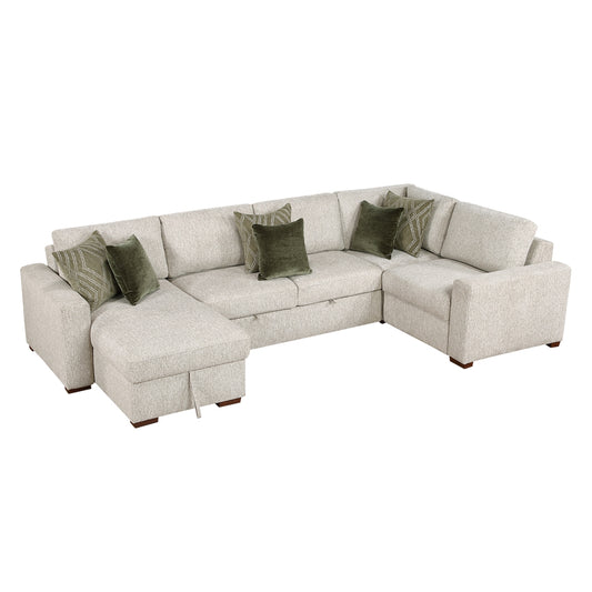Isla 4-Piece Sectional with Reversible Chaise, Pull-out Bed and Hidden Storage