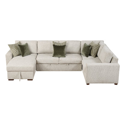 Isla 4-Piece Sectional with Reversible Chaise, Pull-out Bed and Hidden Storage