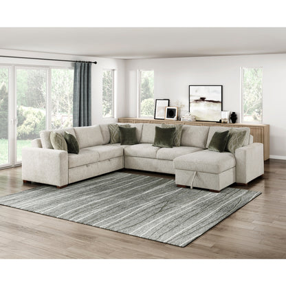 Isla 4-Piece Sectional with Reversible Chaise, Pull-out Bed and Hidden Storage