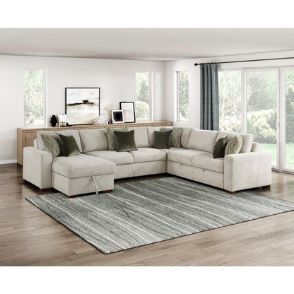 Isla 4-Piece Sectional with Reversible Chaise, Pull-out Bed and Hidden Storage
