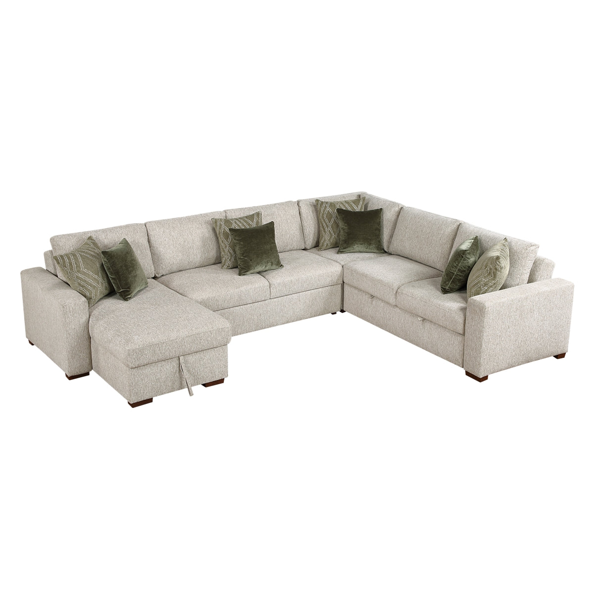 Isla 4-Piece Sectional with Reversible Chaise, Pull-out Bed and Hidden Storage