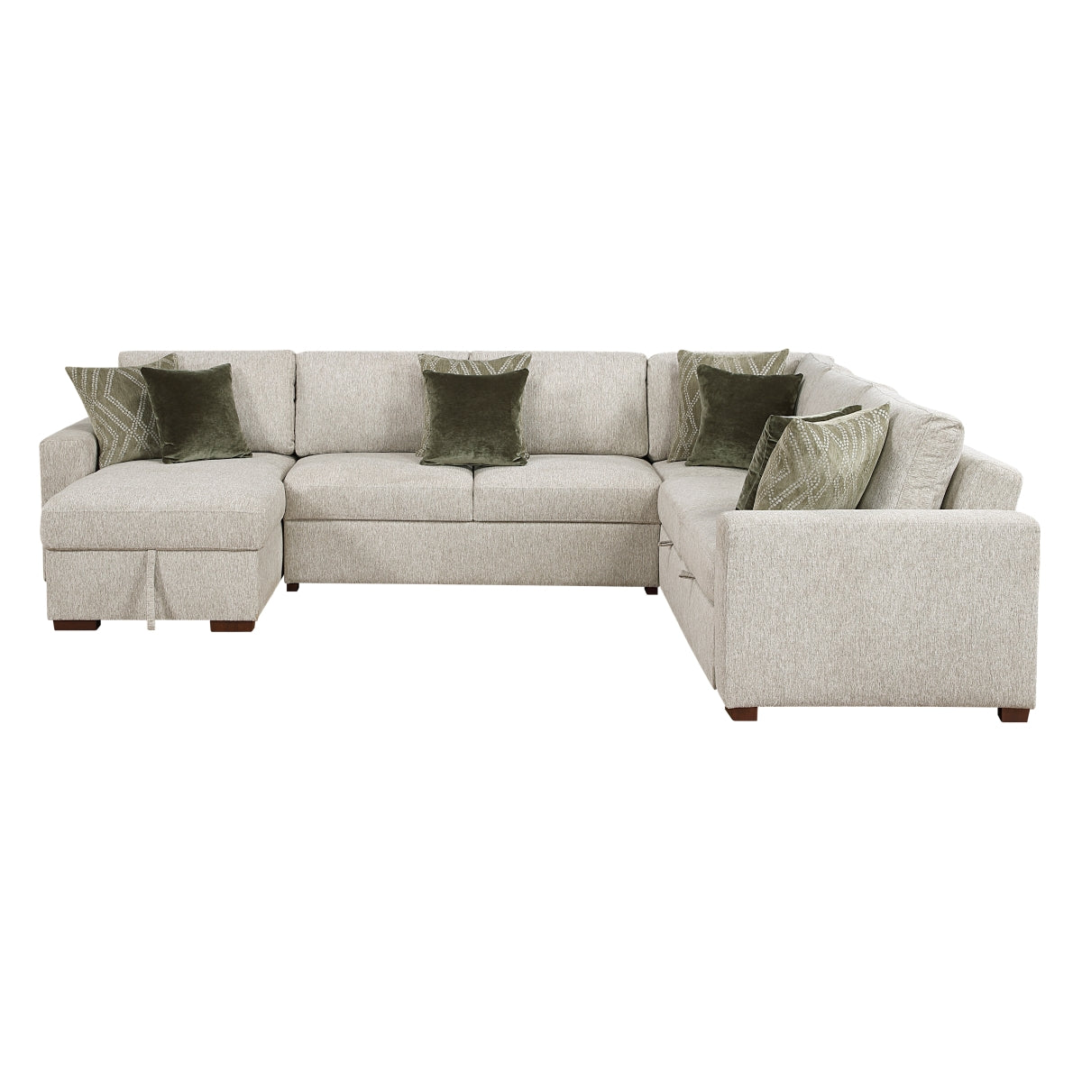 Isla 4-Piece Sectional with Reversible Chaise, Pull-out Bed and Hidden Storage