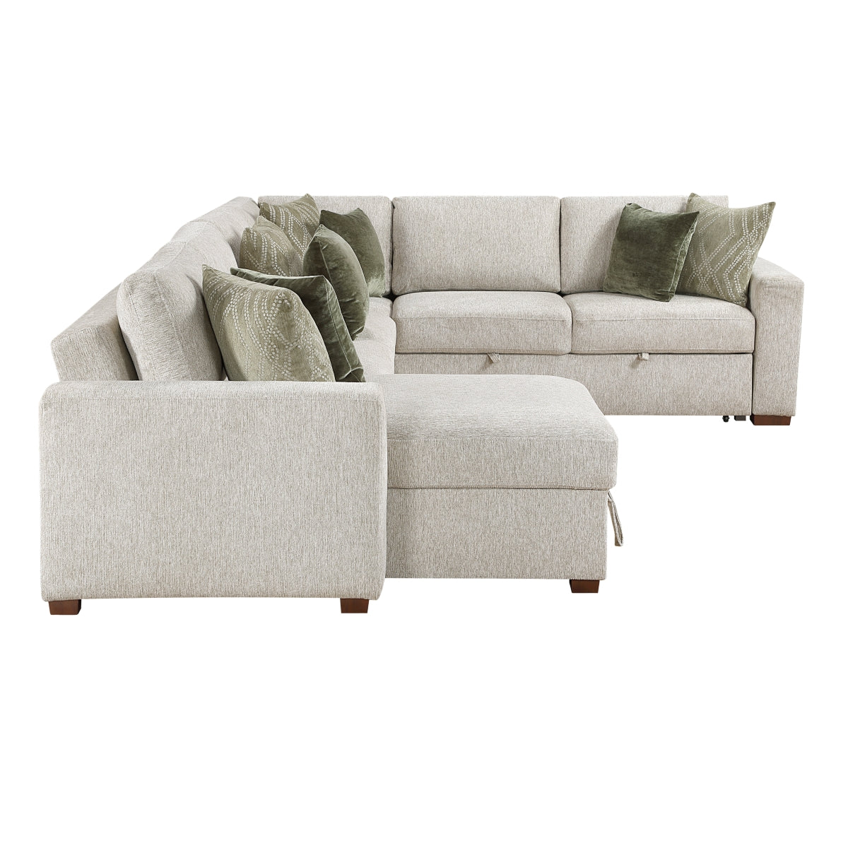 Isla 4-Piece Sectional with Reversible Chaise, Pull-out Bed and Hidden Storage