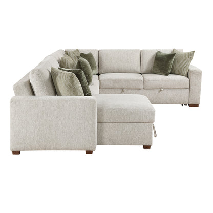 Isla 4-Piece Sectional with Reversible Chaise, Pull-out Bed and Hidden Storage