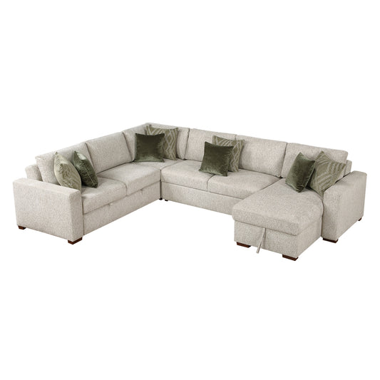 Isla 4-Piece Sectional with Reversible Chaise, Pull-out Bed and Hidden Storage