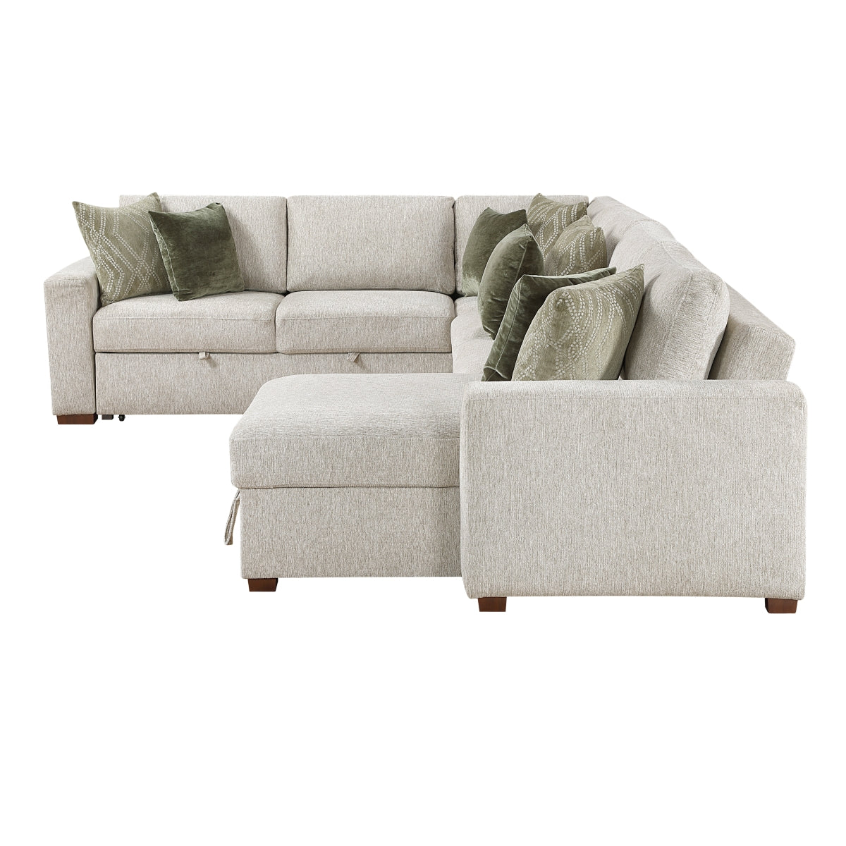 Isla 4-Piece Sectional with Reversible Chaise, Pull-out Bed and Hidden Storage