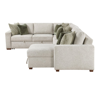 Isla 4-Piece Sectional with Reversible Chaise, Pull-out Bed and Hidden Storage