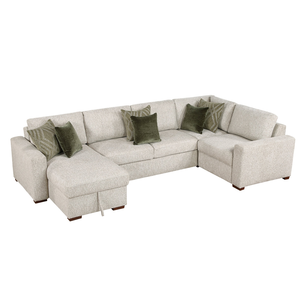Isla 4-Piece Sectional with Convertible and Reversible Chaise, Hidden Storage, Click Motion Back