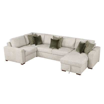 Isla 4-Piece Sectional with Convertible and Reversible Chaise, Hidden Storage, Click Motion Back