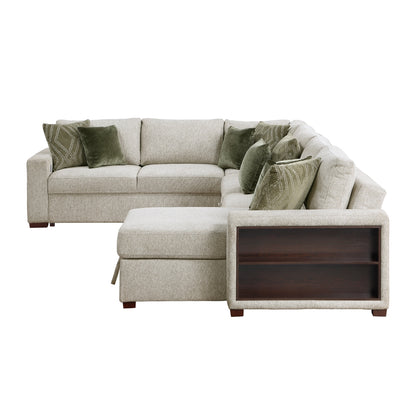 Isla 5-Piece Sectional with Reversible Chaise, Pull-out Bed, Hidden Storage and Click Motion Back