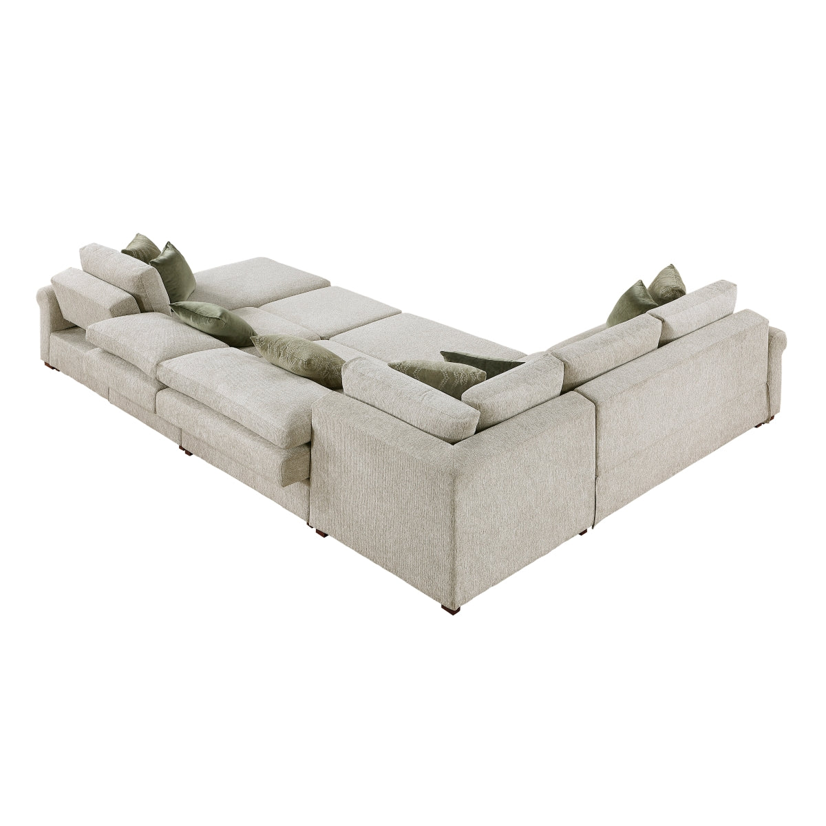 Isla 5-Piece Sectional with Reversible Chaise, Pull-out Bed, Hidden Storage and Click Motion Back