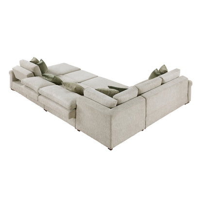 Isla 5-Piece Sectional with Reversible Chaise, Pull-out Bed, Hidden Storage and Click Motion Back