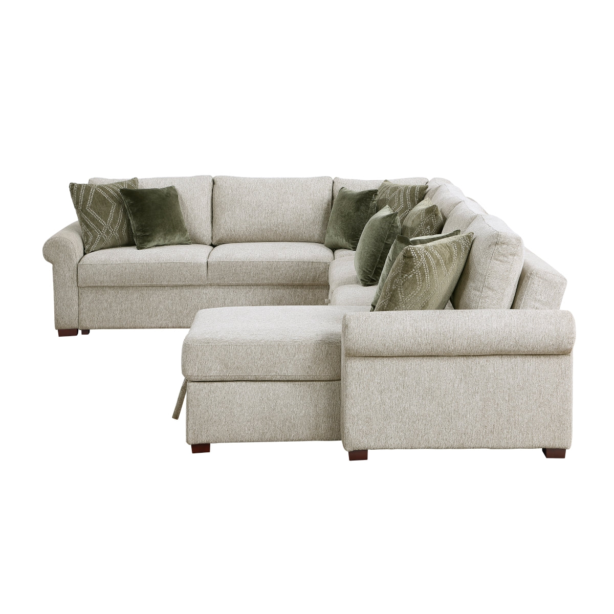 Isla 5-Piece Sectional with Reversible Chaise, Pull-out Bed, Hidden Storage and Click Motion Back