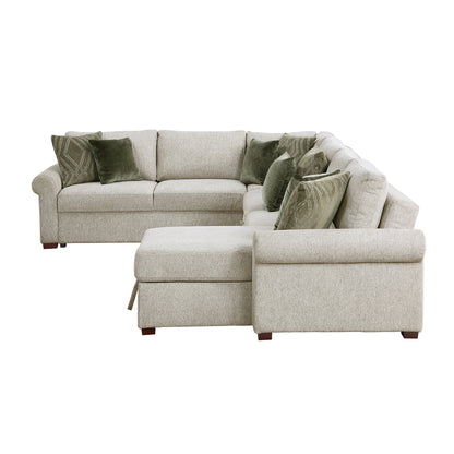 Isla 5-Piece Sectional with Reversible Chaise, Pull-out Bed, Hidden Storage and Click Motion Back
