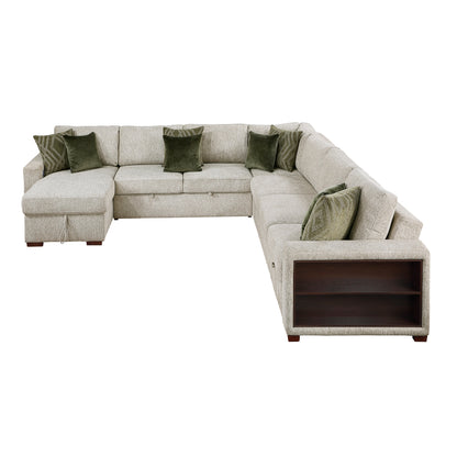 Isla 5-Piece Sectional with Reversible Chaise, Pull-out Bed, Hidden Storage and Click Motion Back