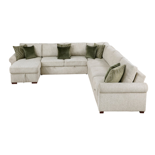 Isla 5-Piece Sectional with Reversible Chaise, Pull-out Bed, Hidden Storage and Click Motion Back